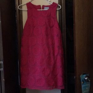 Pink, shoulder-less flower dress